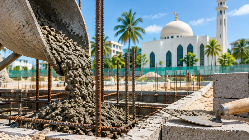 The Minister of Islamic Affairs lays the foundation stone for a new two-storey mosque in Vilimalé.
