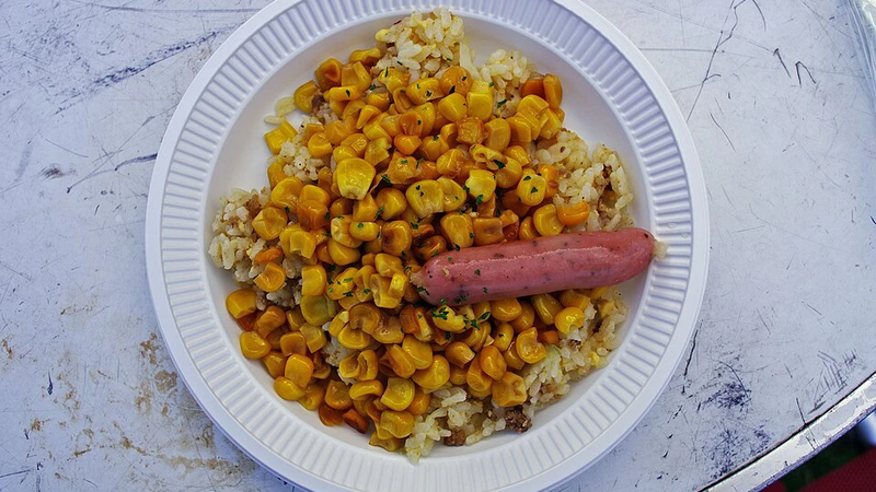 Fried rice with baby corn.