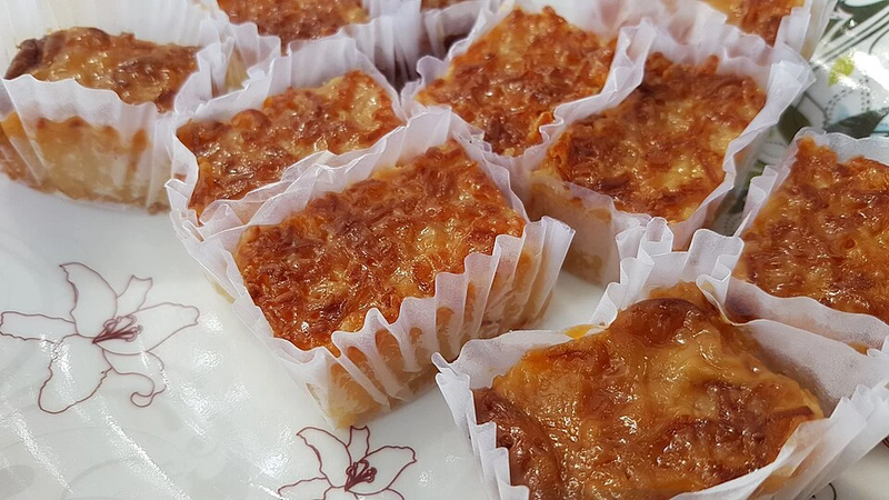A slice of cassava cake.