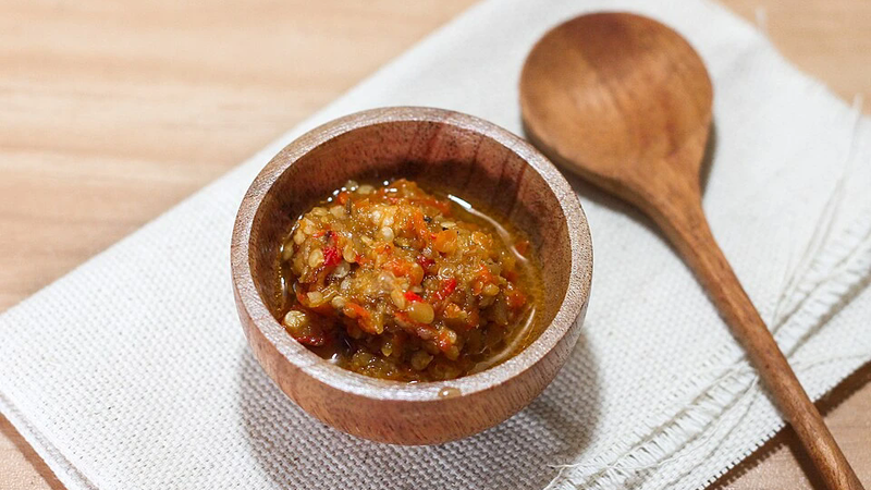 A bowl of chilli paste.
