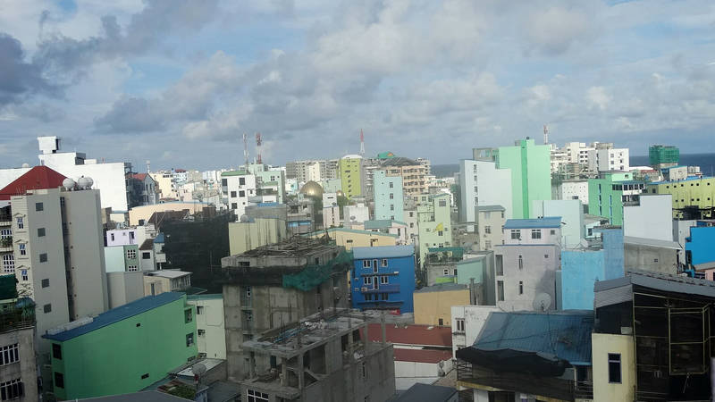 The skyline of Malé seen from the sea