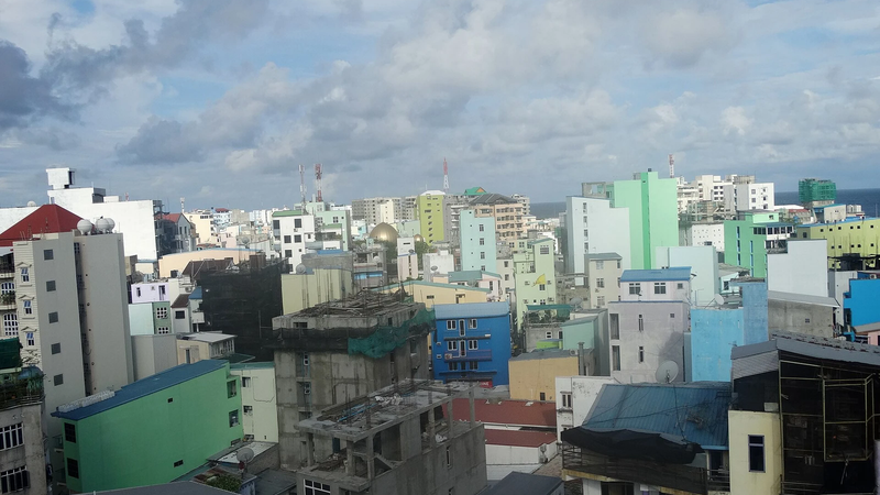The skyline of Malé seen from the sea